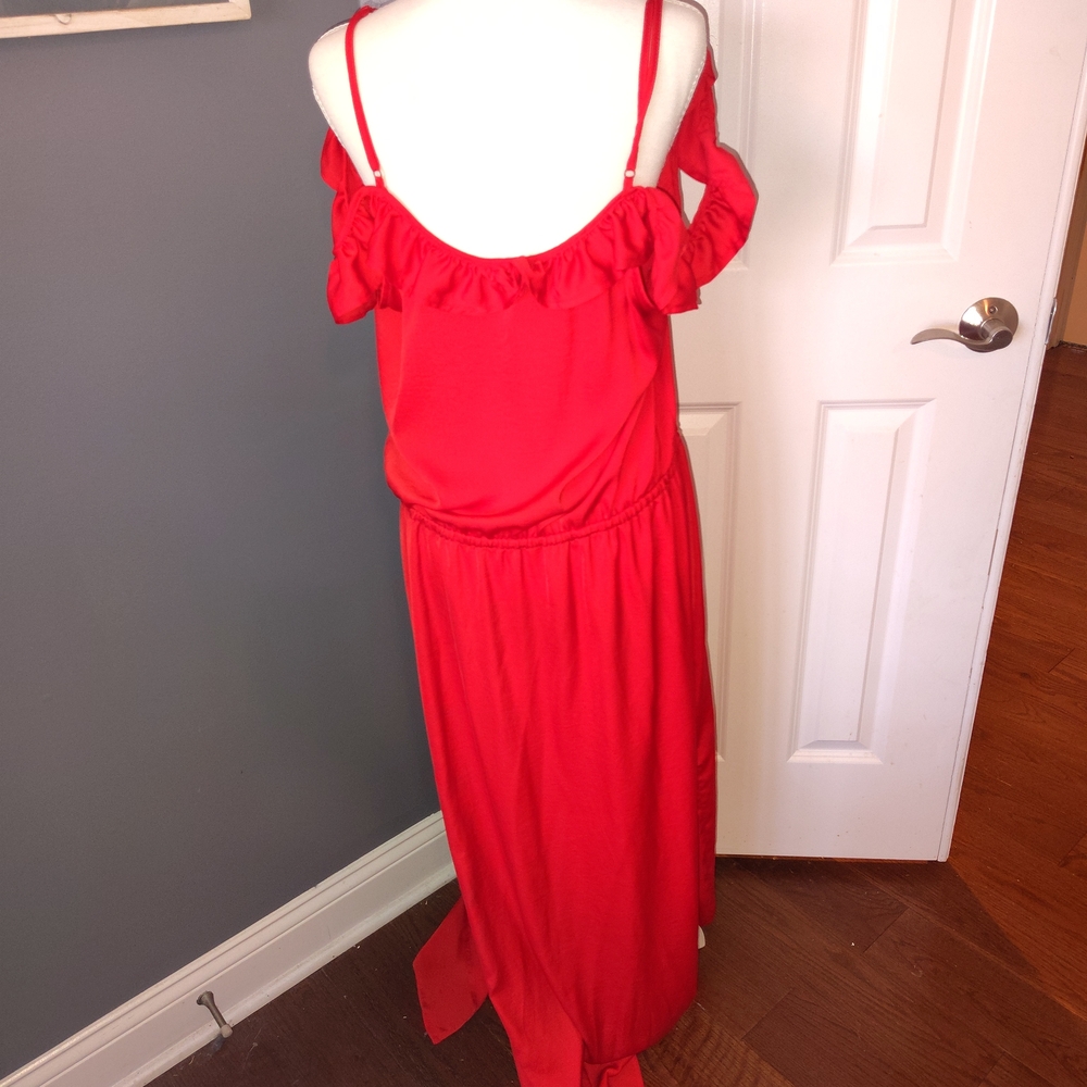 Red‎ Ruffle Maxi Dress Size 18 - Picture 2 of 4